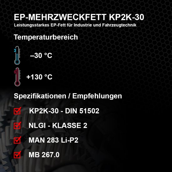 Bild 2 - 119650-004 AYKOS EP-MEHRZWECKFETT KP2K-30 Schmierfett (1 x 400 g)