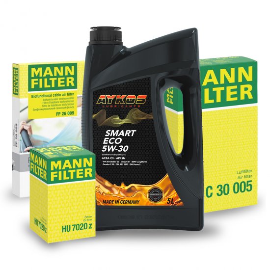 Bild 1 - 120101-005 + HU 7020 z + C 30 005 + FP 26 009 Aykos Smart Eco 5W-30 (5L) + Mann-Filte